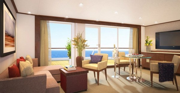 Penthouse Spa Suite – living room, aboard Seabourn Quest