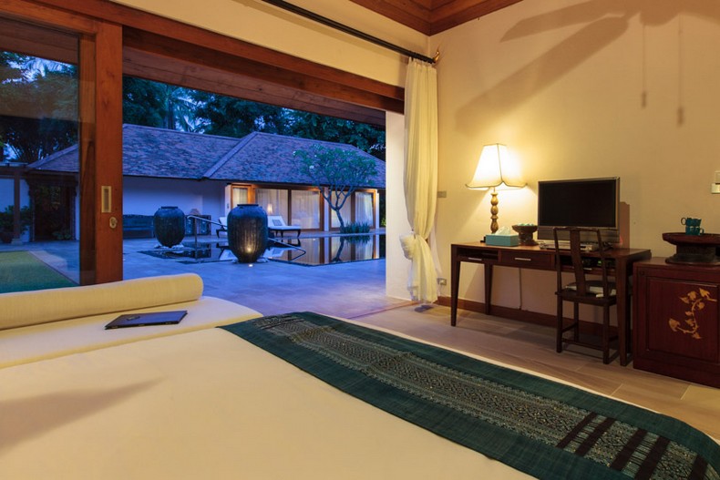 Bedroom at Baan Wanora, a luxury, private, beach front villa located in Laem Sor, Koh Samui, Thailand