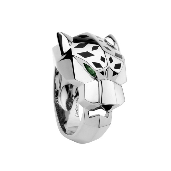 Cartier Panthère ring in white gold, tsavorite garnet, onyx, lacquer (,900)