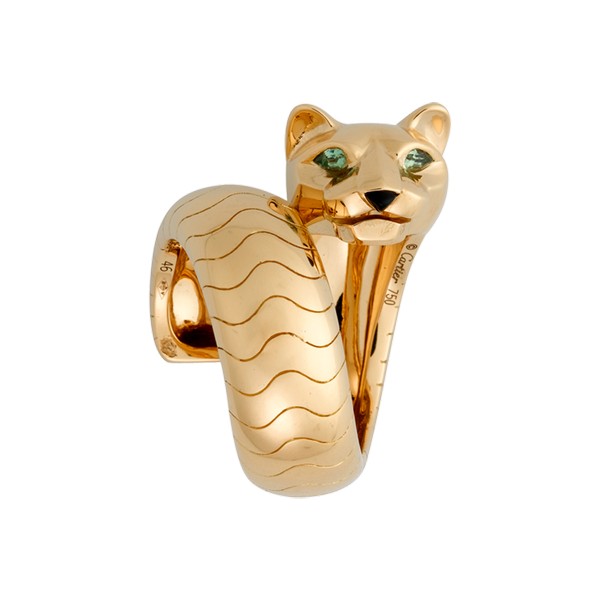 Cartier Panthère ring in yellow gold, tsavorites, onyx (,500)