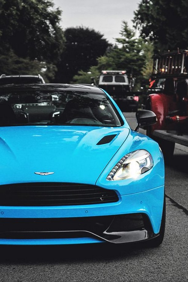 Turquoise blue Aston Martin Vanquish